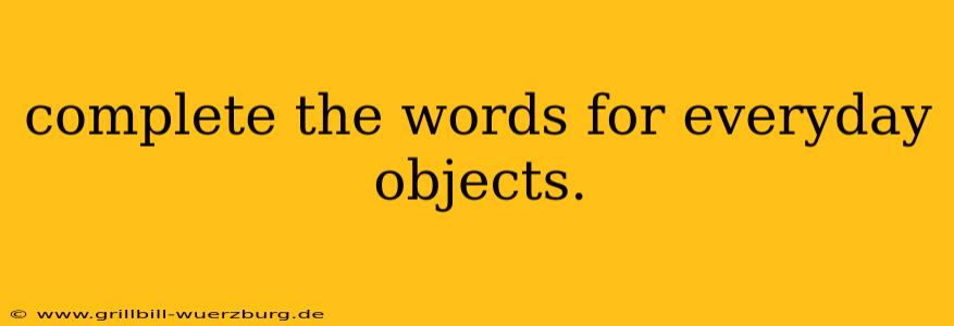 complete the words for everyday objects.